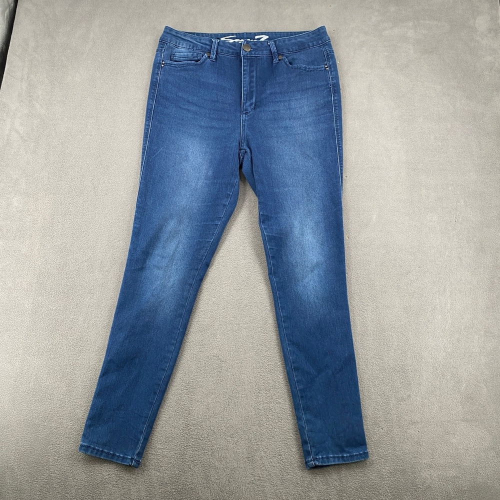 Seven7 High Rise Skinny Jeans Womens 14 Blue Medium Wash Stretch Denim 8624